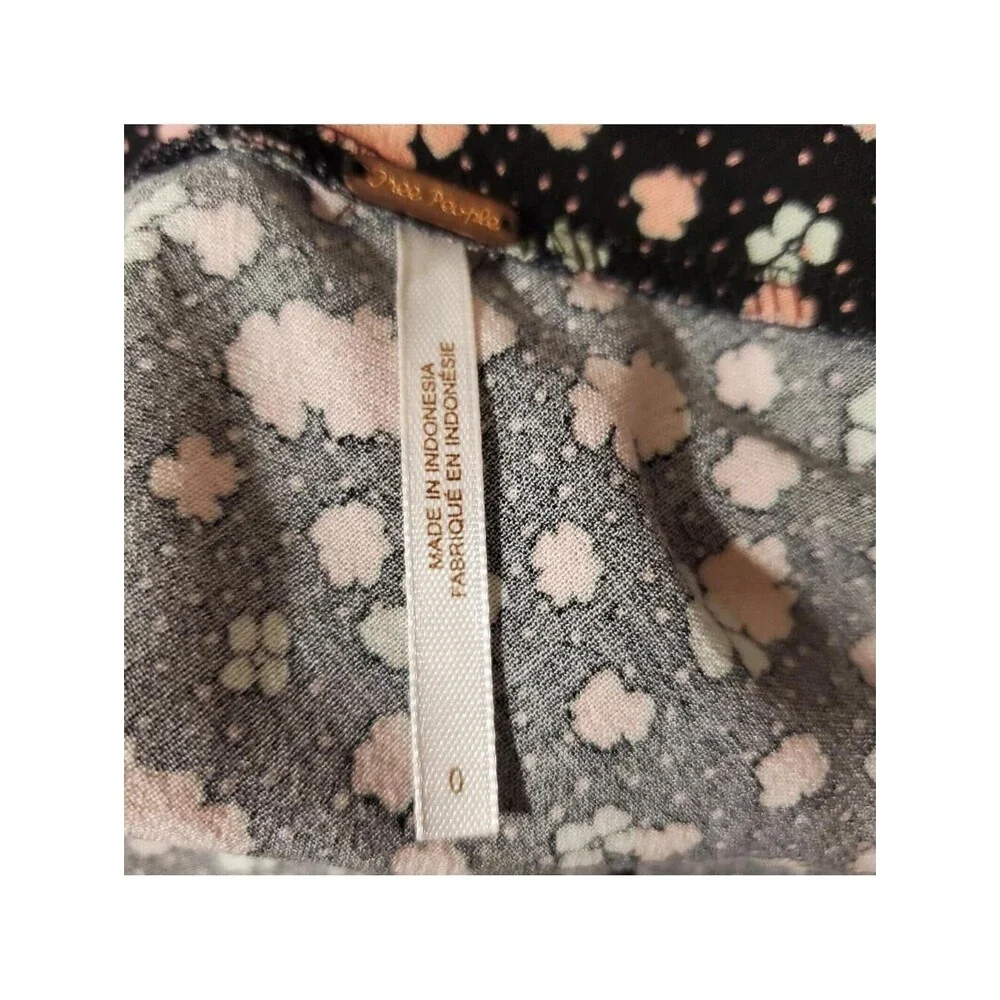 Free People Black and Pink A-Line Mini Skirt